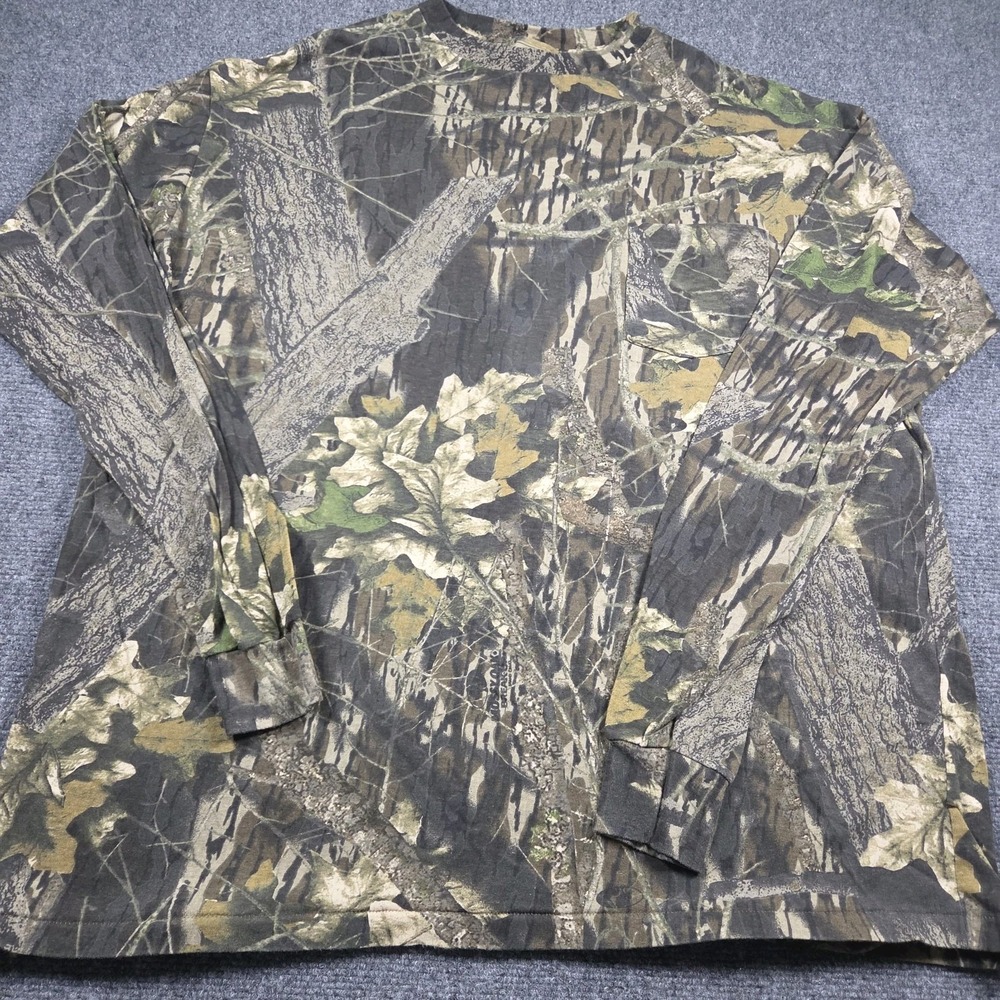 Vintage Mossy Oak Tee Camo T-Shirt Long Sleeve USA Made Men's 2XL